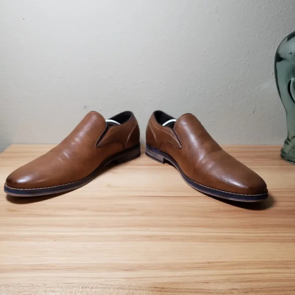 Robert Wayne Men's 12 Seger Leather Loafers Brown Classic Office Casual Everyday